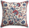 Bohemian Pillow Covers | Vintage Floral & Carpet Design | Double Sided Blue White Decorative Pillowcases for Couch, Bed | Indoor Outdoor Boho Home Decor (Red&White, 18x18inches)