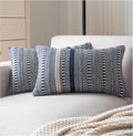Boho Throw Pillow Covers 12x20 Inch Set of 2, Farmhouse Decorative Couch Pillow Cases, Navy Blue Accent Pillows of Bed, Sofa Bedroom Living Room Home Decor Cushion Cover