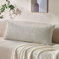 Decorative Lumbar Pillow Cover 14x36 Cream Gray Striped Wool Long Body Pillow Neutral Textured Boho Lumbar Throw Pillow Cushion Covers for Modern Farmhouse Sofa Bed Living Room Decor SY011-B14