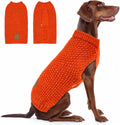 KYEESE Dog Sweater for Large Dogs with Leash Hole Warm Pullover with Reflective Yarn Male Thick Stretchy Knitwear Winter Soft Pet Coat boy for Cold Weather Comfy Dog Sweaters,Orange,XXX-Large