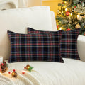 AQOTHES Pack of 2 Christmas Plaid Decorative Throw Pillow Covers Scottish Tartan Cushion Case for Farmhouse Home Holiday Decor Red and Black, 12 x 20 Inches