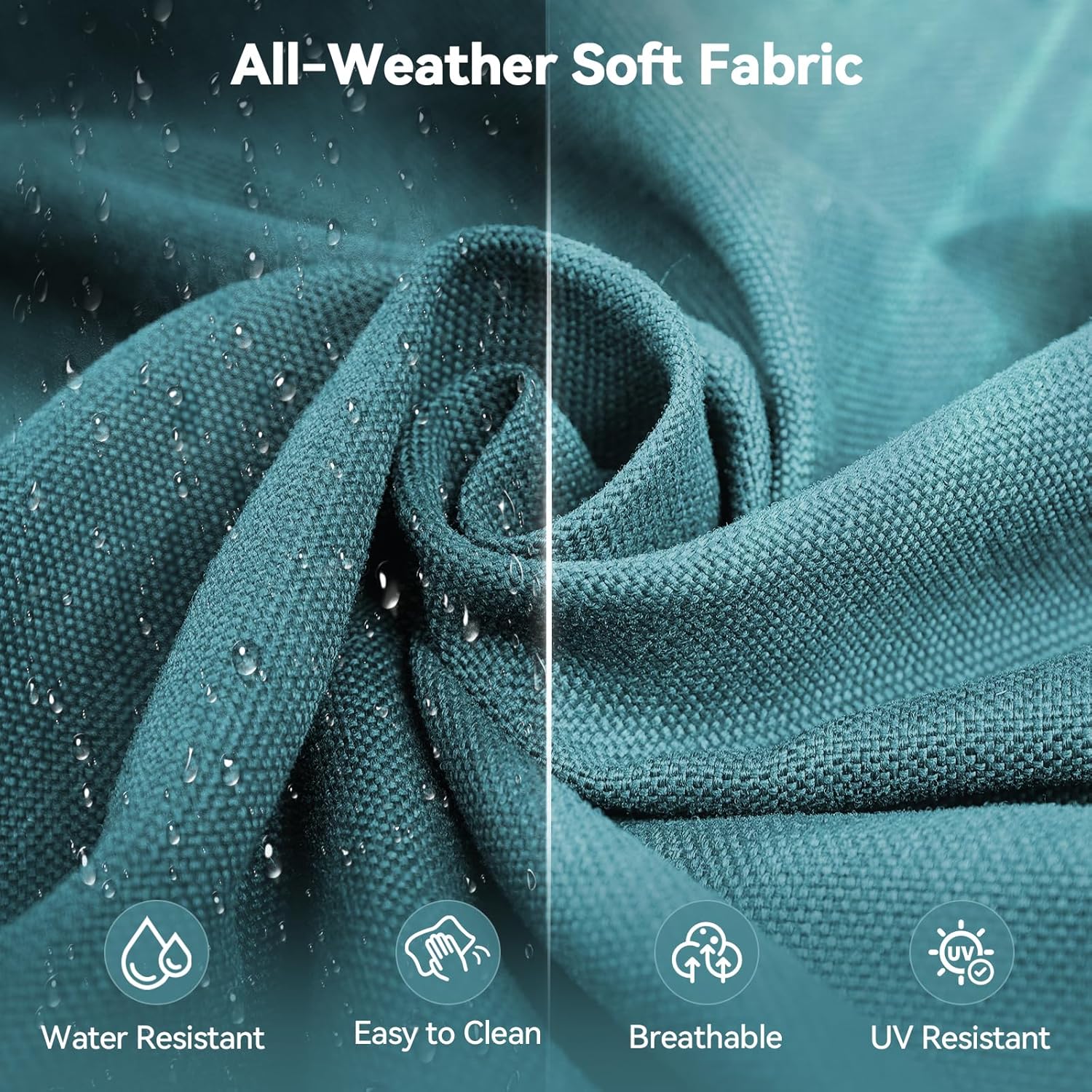 6" Thick Outdoor Cushions 24x24x6, 9-Set Deep Seat Patio Cushions with Removable Cover, Waterproof & Fade Resistant Replacement for Wicker Chair, Loveseat, Sofa - Peacock Green