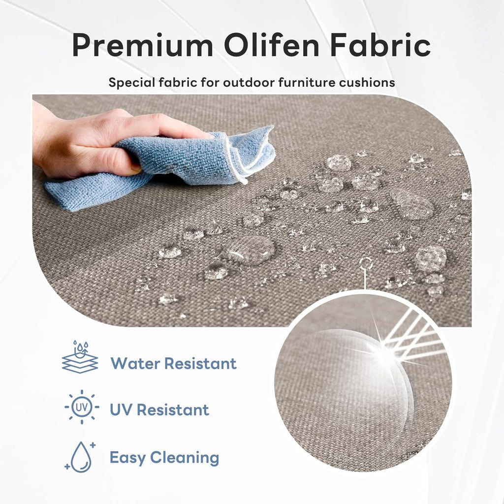 6" Thicker Outdoor Chair Cushion 3 Sets - 24" *24" *6" Waterproof Patio Furniture Cushions with Removable Cover, 28D High Density Sponge Filling Thicken Outdoor Patio Cushions - Grey