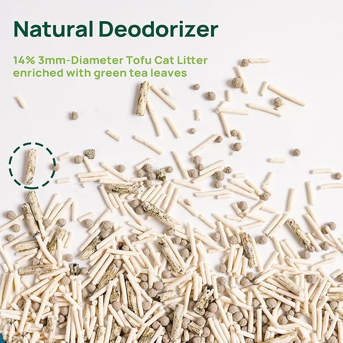 18lbs Mixed Tofu Cat Litter Clumping, Low Dust, Lightweight, Ultra Absorbent and Fast Drying, Natural Pea Husk Bentonite Kitty Litter (9lbs×2bags)