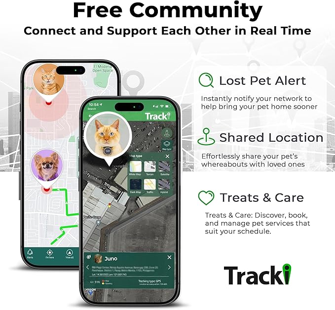 Tracki Cat GPS Tracker – Real-Time Cat Tracker & GPS Tracker for Cats – Smart Alerts, Geo-Fence, Waterproof, Collar-Compatible – Long-Life Battery – Works with iOS & Android (Subscription Required)