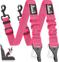 SlowTon 2 Pack Dog Seat Belt, 2 in 1 Attachment, Hook Latch Bar or Seatbelt Buckle with Elastic Nylon Bungee Buffer Adjustable Reflective Nylon Safety Belt Tether Connect to Dog Harness (2pack-FL)