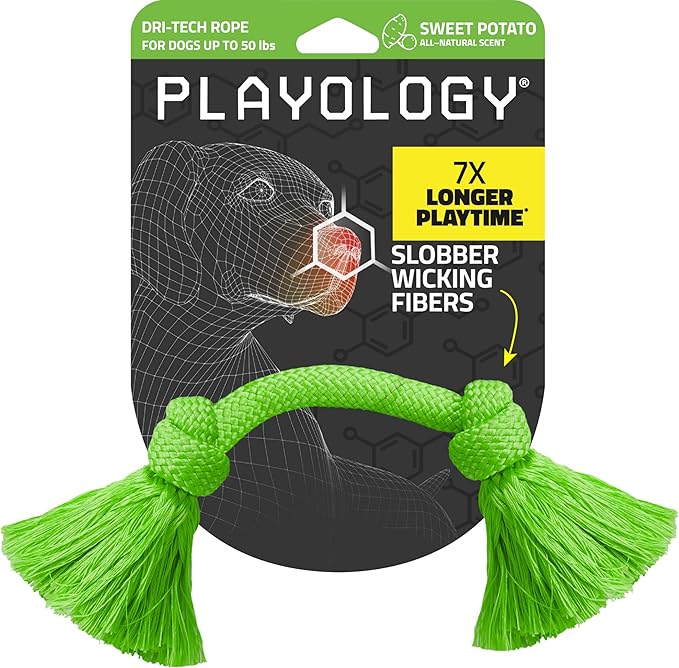 Playology Dog Toys | Dri-Tech Rope Toy Tug of War Rope for Aggressive Chewers | Medium Sweet Potato Scented Toy - Easy to Clean and Made from Non Toxic Materials
