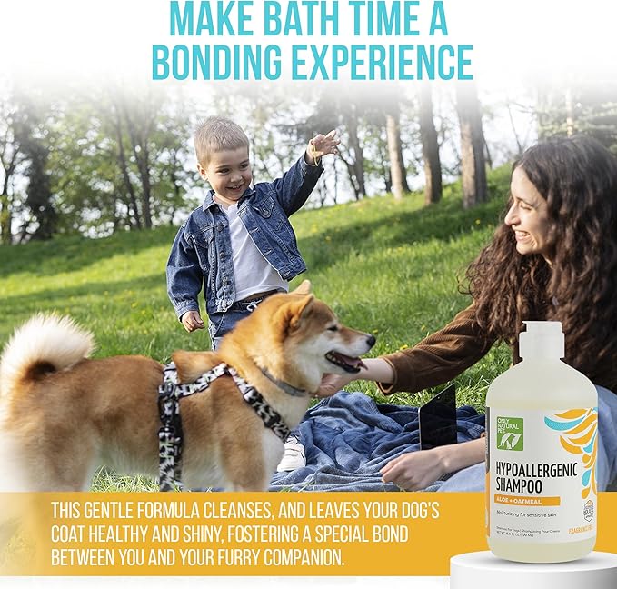 Only Natural Pet Hypoallergenic Shampoo with Aloe & Oatmeal for Dogs - Moisturizing Dog Shampoo and Ultra-Nourishing Care for Dry, Itchy, and Sensitive Skin - 16.9 oz