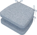 AAAAAcessories D-Shaped Chair Cushions, 2" Thick Dining Chair Pads with Ties and Removable, Machine-Washable Cover, 17" x 16", Set of 2, Light Blue