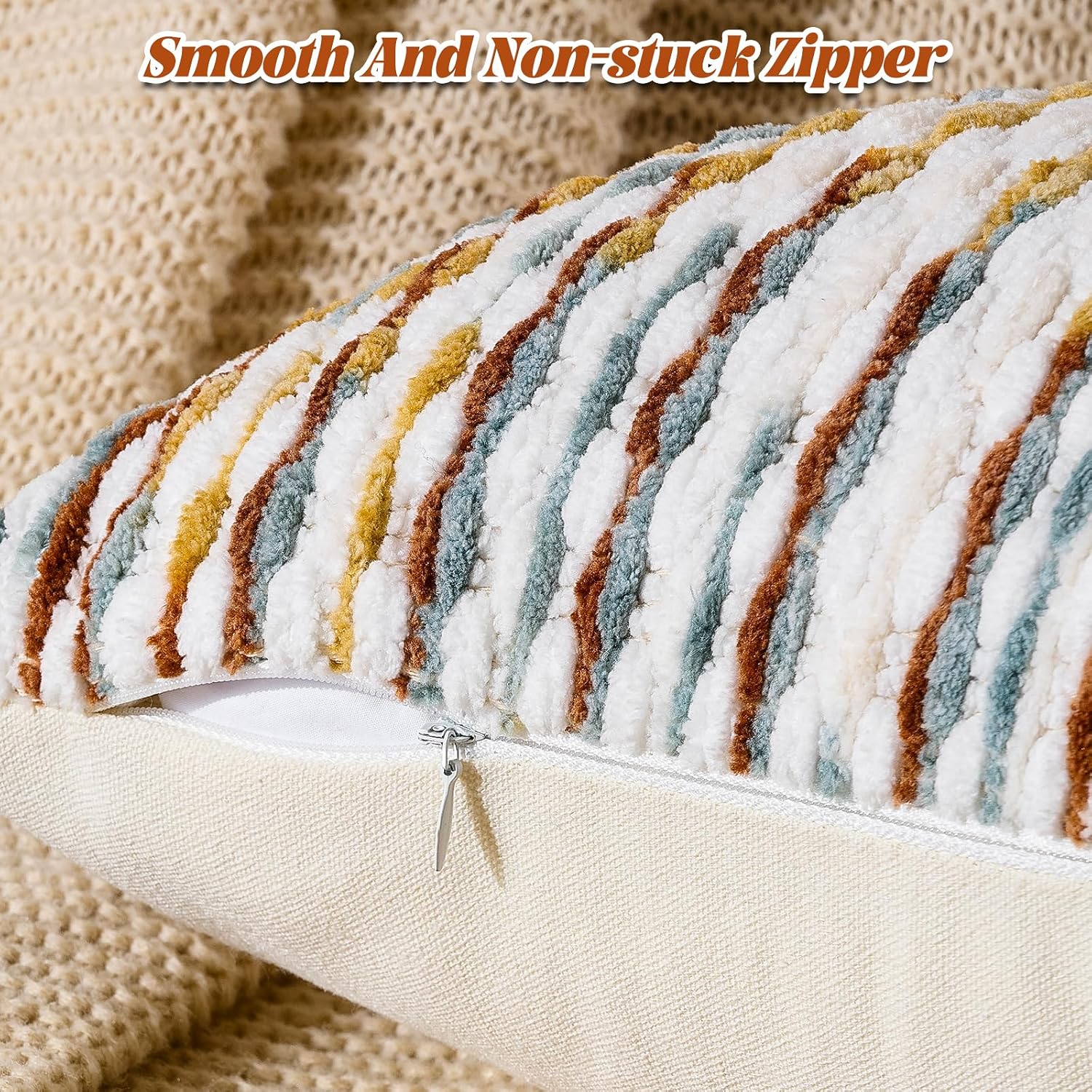 AmHoo Boho Chenille Pillow Cover Decorative Tufted Pillowcase for Couch Bed Sofa Bedroom Living Room Modern 14 x 36-Inch Brown