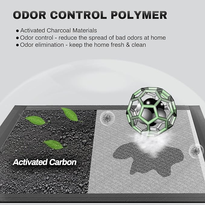 Charcoal Puppy Pads 28x37 Inches Extra Large Dog Pee Pads Odor-Control & Leak-Proof Disposable Pet Training Black New Edge-Wrapping Thicken Potty Pad for Dogs, Cats, Rabbits (50 Pieces)