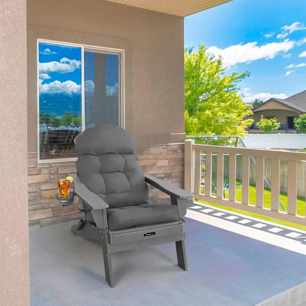 FUNBERRY High Back Patio Chair Cushions (Set of 4), Waterproof, UV Fade Resistant, Improved Comfy Outdoor Chair Cushions for Adirondack, Rocking Chairs