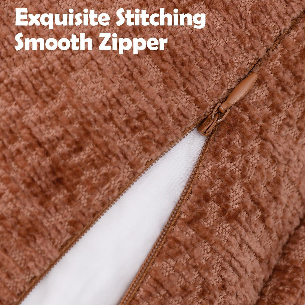 Pack of 2 Burnt Orange Fall Euro Shams Pillow Covers 26x26 Cozy Soft Chenille Decorative Throw Pillow Covers Accent Vintage Square Couch Pillow Covers for Home Decor Bed Sofa Living Room