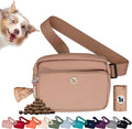 Puppington 3-in-1 Crossbody Dog Walking Bag & Treat Pouch with Matching Planet Safe Poop Bags & Built-In Dispenser - Dog Mom Gift for Puppy Training with Zippered Pockets (Latte Beige)