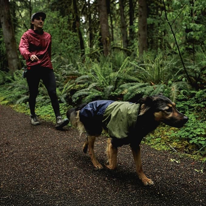 Ruffwear, Sun Shower Dog Raincoat Coverall, Waterproof & Windproof All-Weather Jacket with Full Coverage & Leg Straps, Lightweight & Reflective Dog Gear, Midnight Blue, XX-Small