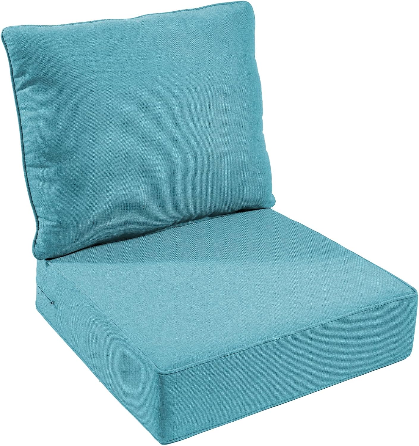 Outdoor Chair Cushion Set, 24x24 Waterproof Patio Chair Cushions, 6" Thickened Seat Cushions for Outdoor, Include 1 Seat Cushion and 1 Back Cushion, Thick/CyanBlue