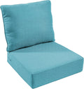 Outdoor Chair Cushion, 6 inch Thick Outdoor Cushions for Patio Furniture, 22x24 Waterproof Patio Chair Cushions, Include 1 Seat Cushion & 1 Back Pillow, Thick/Cyan Blue