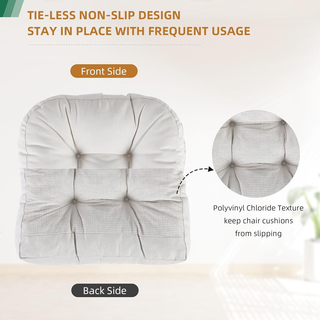 RACE LEAF 17" x 17" Patio Chair Cushions Beige - Outdoor/Indoor Tufted Memory Foam Chair Pads Set of 2, Water-Resistant Olefin Chair Seat Cushion Non-Slip Backing