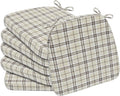 AAAAAcessories D-Shaped Chair Cushions, 2" Thick Dining Chair Pads with Ties and Removable, Machine-Washable Cover, 17" x 16", Set of 6, Yellow Checkered
