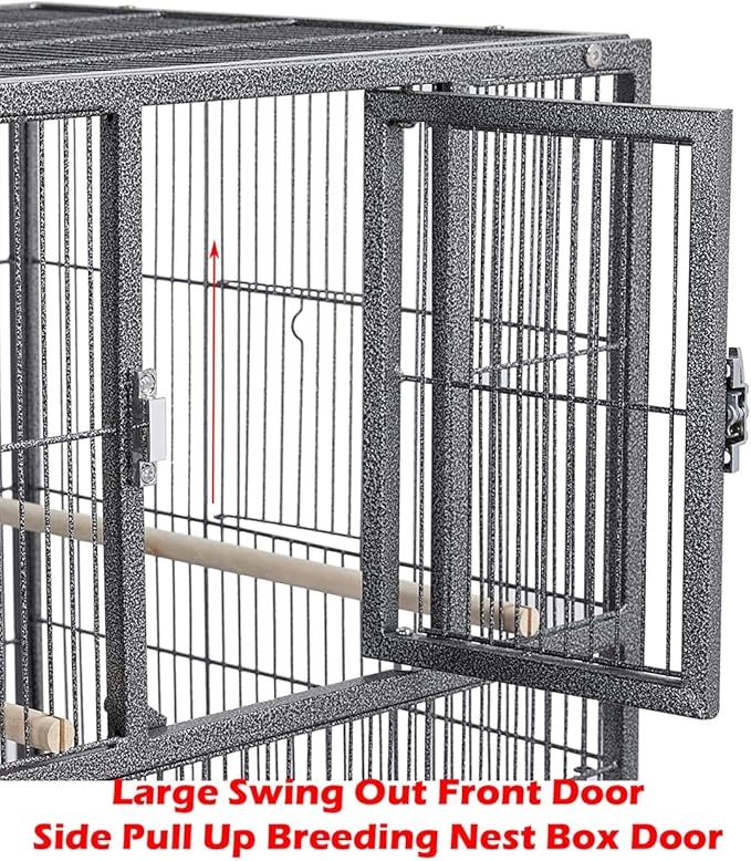 1/2/3-Combo Stacker Center Divided Breeder Breeding Bird Flight Double Rolling Cage for Aviaries Canaries Cockatiels Lovebirds Finches Budgies Small Parrots (Black Vein, One Stacker)