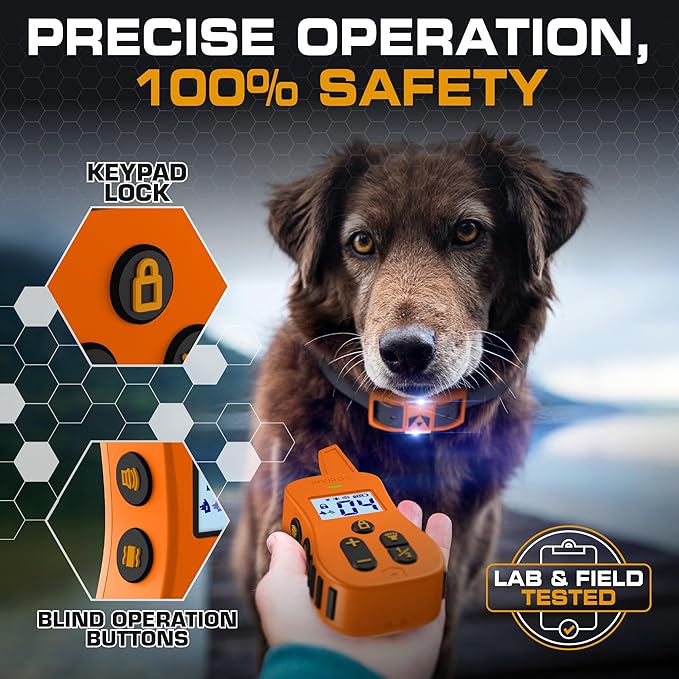 INVIROX Dog Shock Collar [Ultra K9] 124 Training Levels, 4 Powerful Modes with Night-Light and ¾ Mile Range 100% Safe Dog Training Collar for Large Dogs IP67 Waterproof