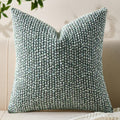 Decorative Couch Throw Pillow Covers 20x20 Green Striped Soft Wool Pillow Covers Neutral Textured Boho Cushion Covers for Modern Farmhouse Sofa Bedroom Living Room Decor SY011-D20