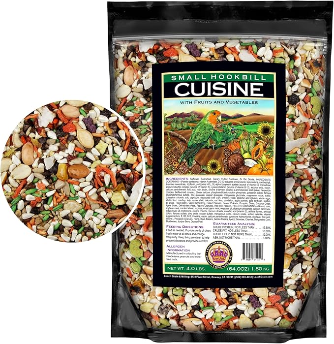 Small Hookbill Cuisine, 4 Lbs Premium Birdseeds for Parrot, Bird Food for Small Hookbill, Supports Daily Energy, Growth & Digestive Health, Nutrient-Rich Parrot Bird Seed for Outside Feeders