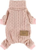 Fitwarm Knitted Dog Sweaters, Turtleneck Pet Pajamas, Dog Winter Clothes for Small Dogs Girl, Cat Apparel, Baby Pink, Large
