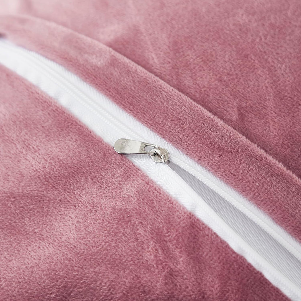 Uhamho Set of 2 Pillowcases Faux Fur Throw Pillow Covers King Size Shams Soft Velvet Decorative Zipper Closure (Dusty Rose, 20"x36")