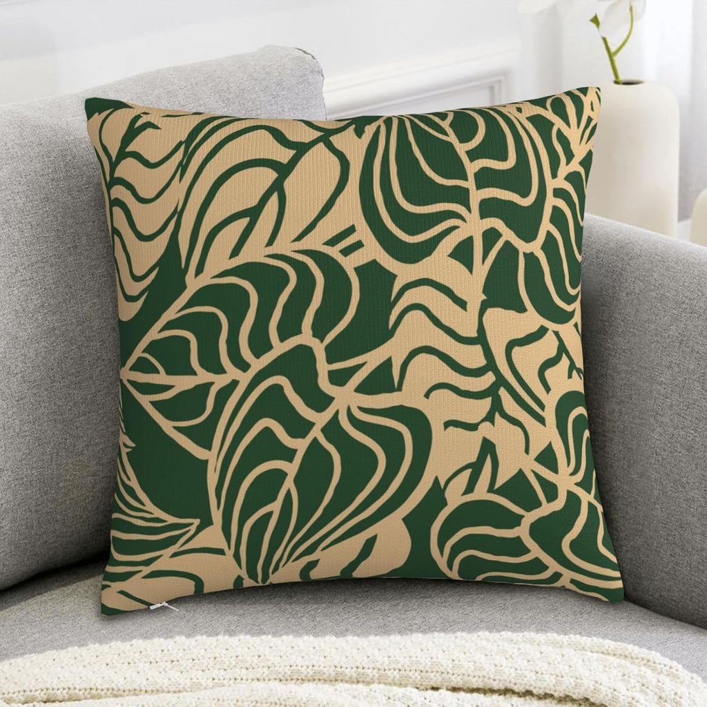 Tropical Green Plant Throw Pillow Covers 18x18 Inch Set of 2 Summer Sage Green Palm Leaves Decorative Pillow Cases Farmhouse Cushion Covers for Couch Sofa Bed Living Room Decor
