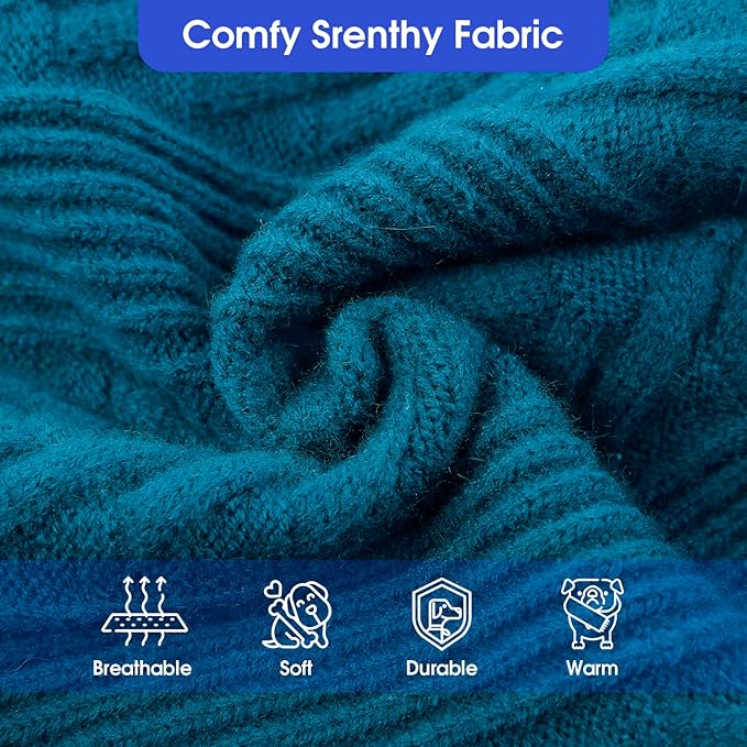 ASENKU XXL Dog Sweater for Extra Large Dogs, Pet Sweatshirt Apparel Turtleneck Pullover Winter Outfits for Pitbull, Labrador Retriever(Teal Blue, 2XL)