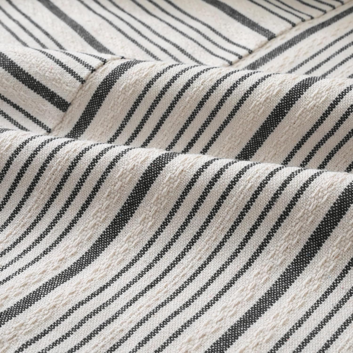 DWR Striped 3D Textured Weave Throw Pillow Covers 20x20 Set of 2, Polyester Cotton Blend in Black, Modern Farmhouse Decorative Pillow Cases for Couch Sofa Bed Living Room