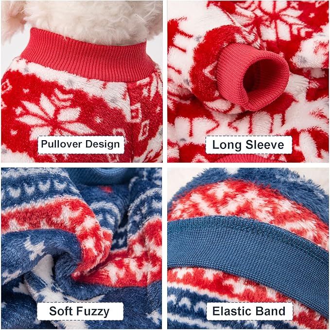 Dog Sweater, 2 Pack Dog Sweaters for Small Dogs, Dog Clothes for Small Dogs Girl Boy, Ultra Soft and Warm Puppy Sweater Dog Coat for Winter Christmas (X-Large, Xmas Red+Xmas Blue)