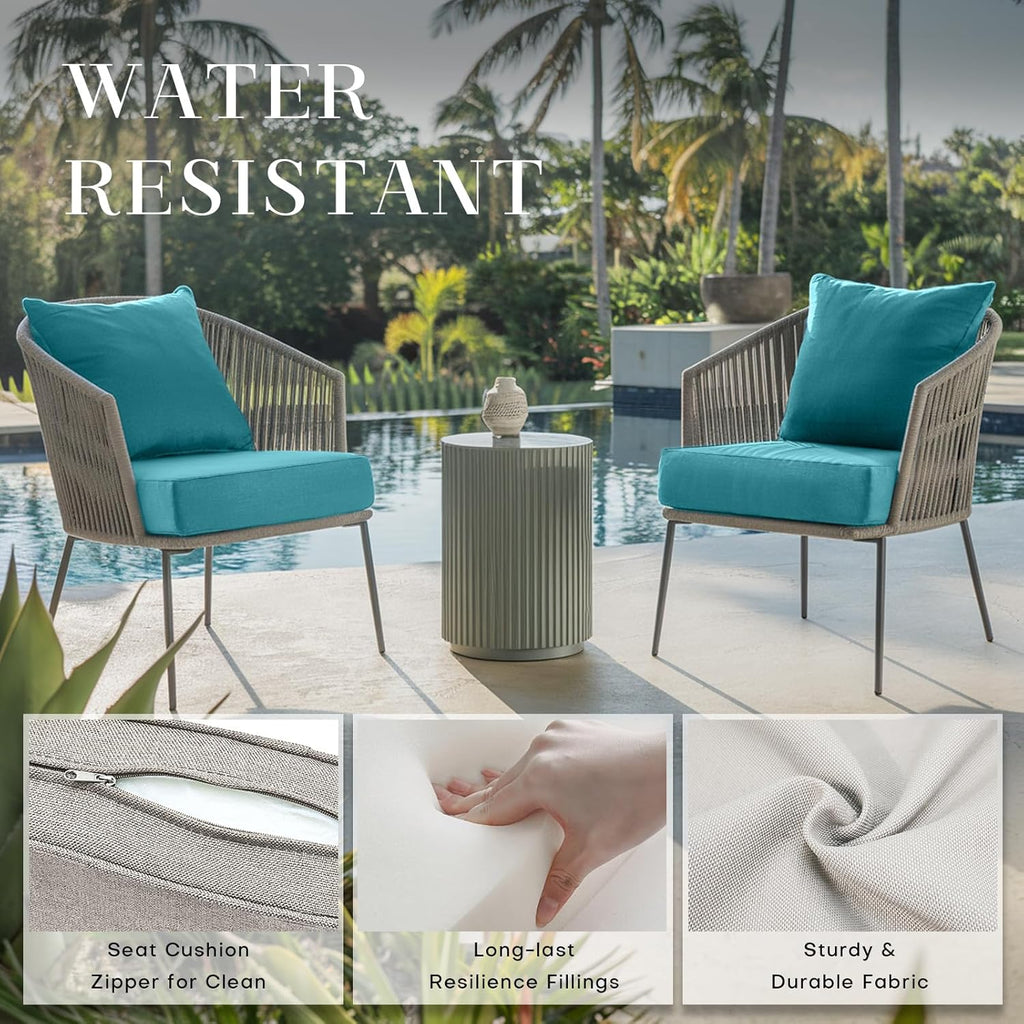 Rilyson Patio Cushions for Outdoor Furniture - 24×24 Inches High Back and Deep Seating Outdoor Cushion for Patio Chairs Sofa Couch Loveseat Water Resistant(Teal/1 Set/No Button)