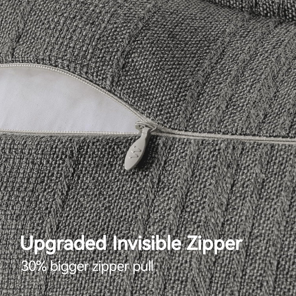 a moment Linen Pillow Covers Set of 2,Boho Farmhouse Throw Pillowcases Neutral Textured Decorative Covers for Couch Sofa,Soft Linen Blend Accent Case Cushion Living Room Home Decor 22"x22"Rustic Gray