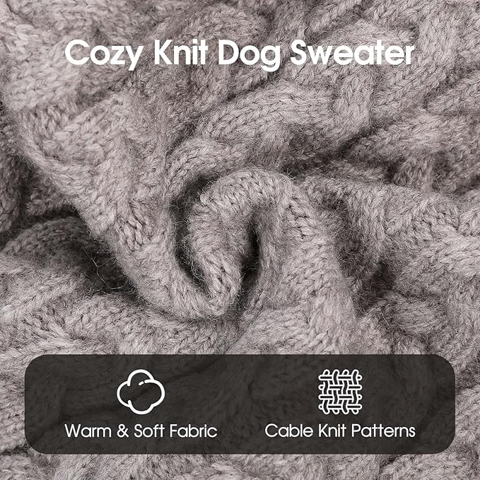 SAWMONG Dog Sweater, Dog Sweaters for Large Dogs Girls Boys, Pullover Turtleneck Knitted Doggy Sweatshirt, Cold Weather Pet Clothes（Grey, 2X-Large