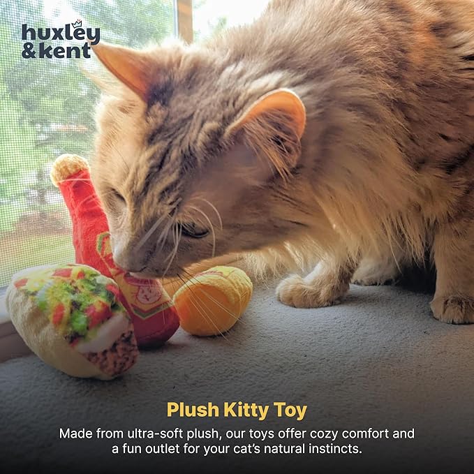Huxley & Kent Plush Cat Toy - Interactive Catnip Toy for Cats & Kittens - Soft with Crinkle & Catnip - Fun Indoor Play - Taco