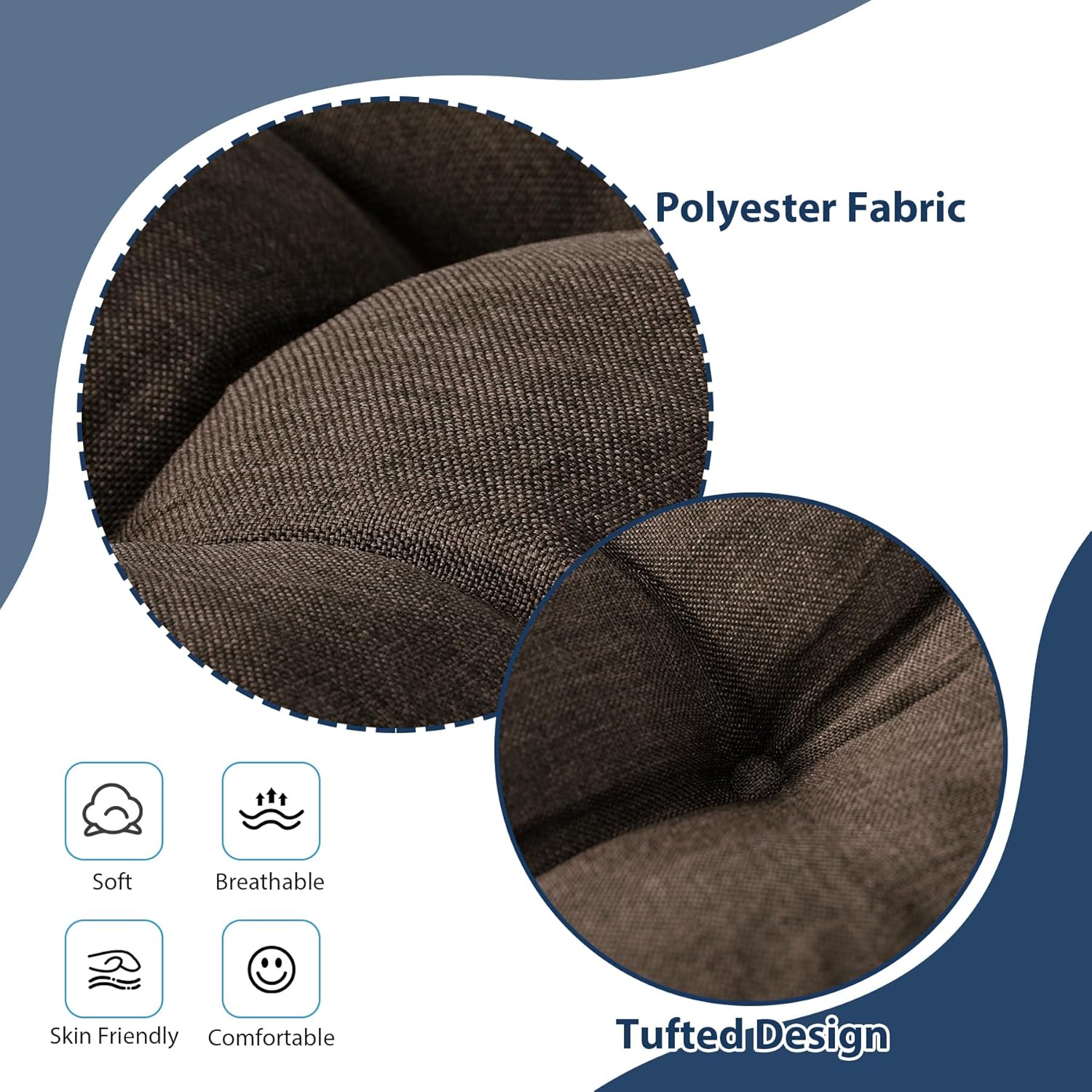 Chair Cushions for Dining Chairs, Seat Cushions for Kitchen Chairs, Indoor Seat Cushions with Ties, Tufted Foam Chair Pads, Non Slip Chair Cushions Set of 4, 15.5" x 15.5" x 4", Brown