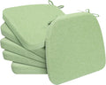 AAAAAcessories D-Shaped Chair Cushions, 2" Thick Dining Chair Pads with Ties and Removable, Machine-Washable Cover, 17" x 16", Set of 6, Pear Green