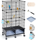 46-Inch Bird Cage, with Wooden Perches, Metal Parakeet Cage with Slide-Out Tray, Water Bottle & Feeder, Bird Cages for Parrot, Parakeets, Cockatiel, Lovebird, Pigeon and Small Mid-Sized Birds