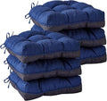 Chair Cushions for Dining Chairs, Seat Cushions for Kitchen Chairs, Indoor Seat Cushions with Ties, Tufted Foam Chair Pads, Non Slip Chair Cushions Set of 6, 15.5" x 15.5" x 4", Navy Blue
