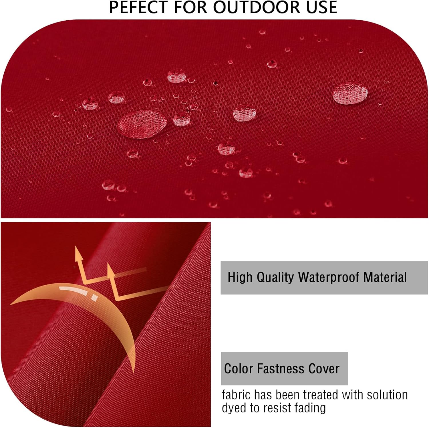 idee-home Outdoor Cushions for Patio Furniture, Outdoor Seat Cushion, Waterproof Couch Hampton Bay Deep Seat Replacement Chair Cushions for Garden Lawn Backyard Deck, 24 x 26 Red