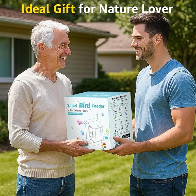 PeckCam® Smart Bird Feeder with Camera 2K HD Auto Detect & Notify, AI Identify 10000+ Birds Camera with Solar Panel 5 Perch Attachments Wireless Outdoor Birdwatching Gift for Birds Lover, Red