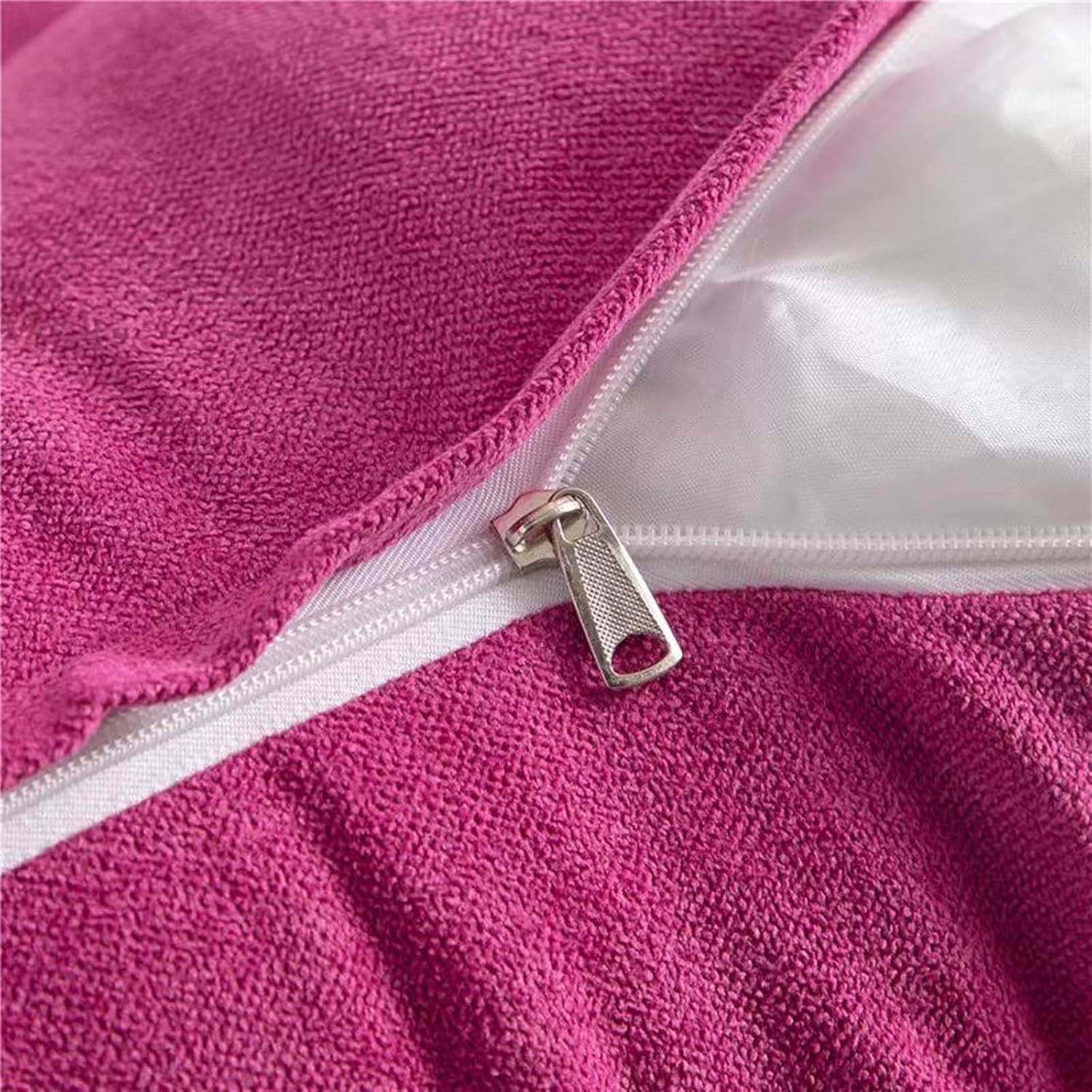 Triangular Reading Pillow Large Bolster Headboard Backrest Positioning Support Wedge Pillow with Two Large Side Pockets and Removable Cover (Magenta, California King: 71 x 8 x 20 inches)