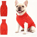Medium/Large Dog Sweater, Warm Comfy Stretch Dog Winter Coat w/Sleeves & High Neck, Premium Dog Clothes for Bulldog-Best for Holidays, Daily Walks L Red