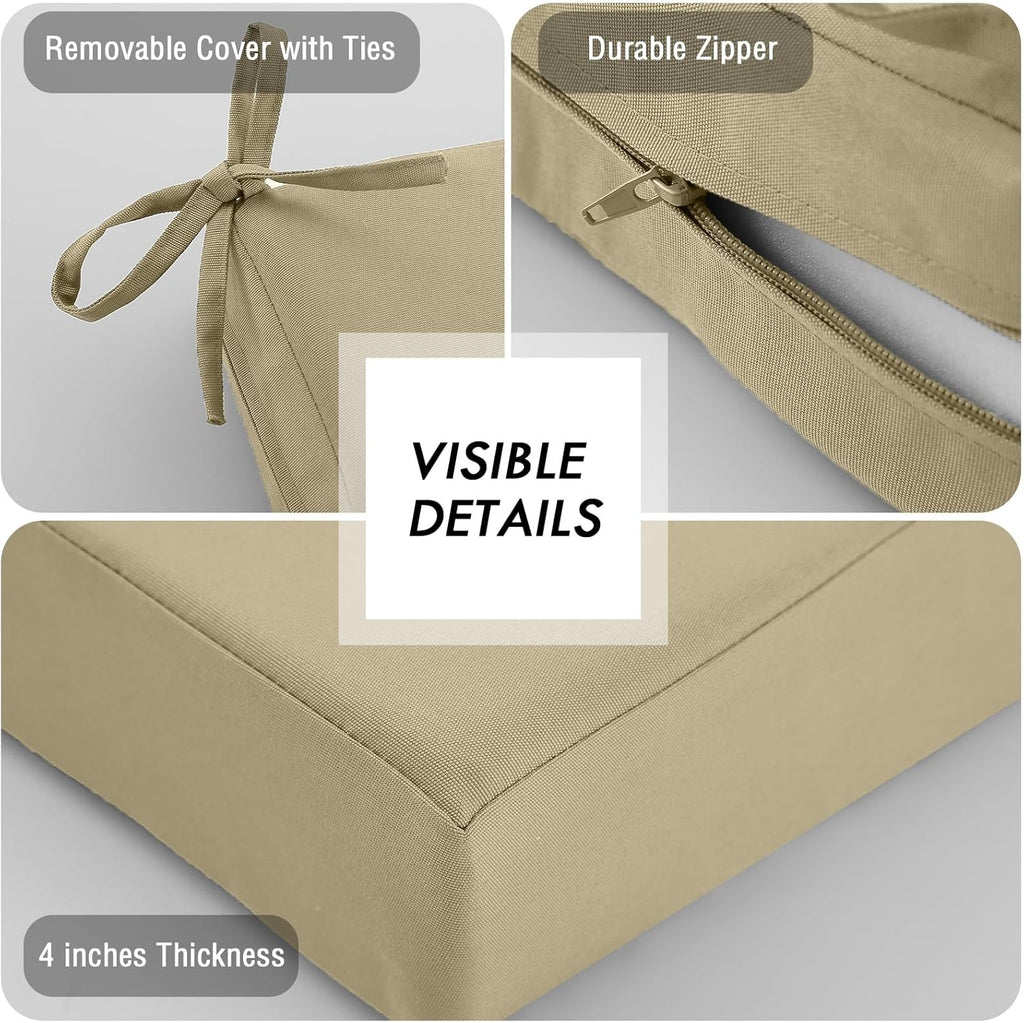 idee-home Outdoor Cushions for Patio Furniture, Outdoor Seat Cushion, Waterproof Couch Hampton Bay Deep Seat Replacement Chair Cushions for Garden Lawn Backyard Deck, 24 x 26