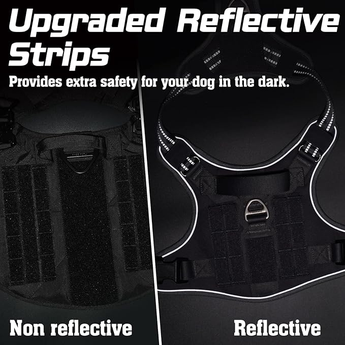 rabbitgoo Tactical Dog Harness for Small Dogs, No Pull Military Service Vest with Handle & Molle, Easy Control for Training Walking, Adjustable Reflective Straps, Dark Grey, S