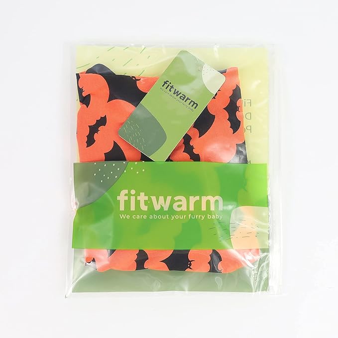 Fitwarm 100% Cotton Halloween Dog Clothes Scary Bat Dog Costumes Doggie Shirts Puppy Shirt Pet Vest Tank Top Cat Tee Orange Small