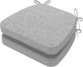 AAAAAcessories D-Shaped Chair Cushions, 2" Thick Dining Chair Pads with Ties and Removable, Machine-Washable Cover, 17" x 16", Set of 2, Light Gray