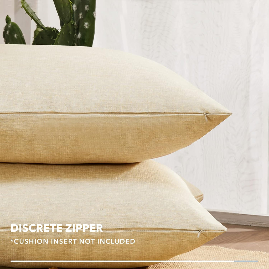 Deconovo Decorative Throw Pillow Covers - Set of 4 Soft Linen Cushion Covers, 20x20 Inch, Green & Machine Washable Pillowcases for Sofa, Bedroom, Living Room Décor, Pale Banana,COVERS ONLY, No Inserts